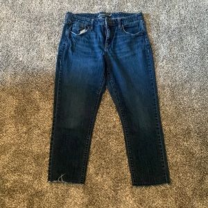 Raw hemmed boyfriend jeans